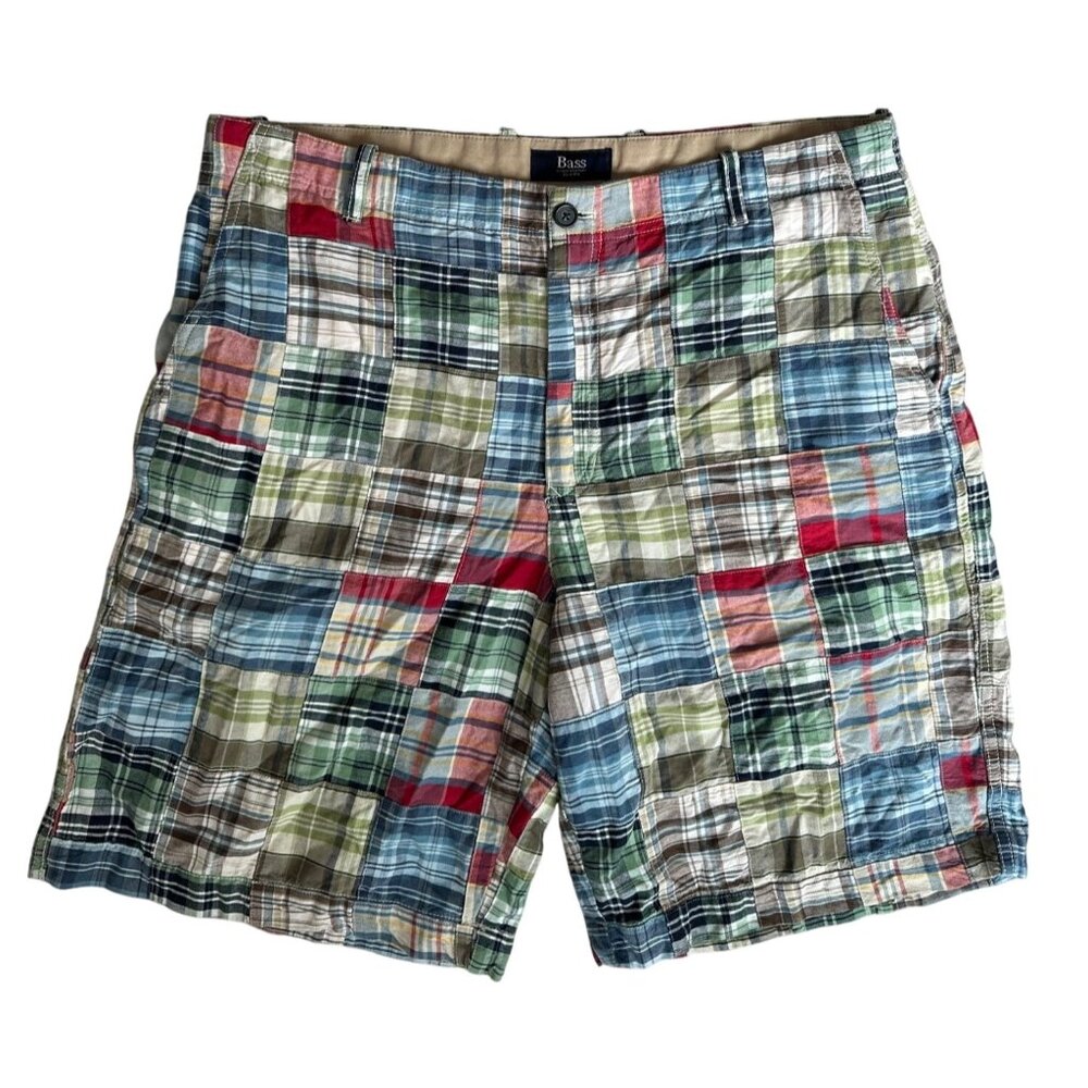 Bass Shorts Men’s Size 38 Madras Plaid Cotton 9" Preppy Shorts